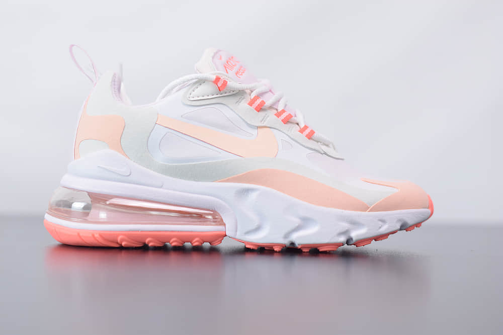 耐克Nike Air Max 270 React灰粉色气垫运动鞋纯原版本 货号：CJ0619-103