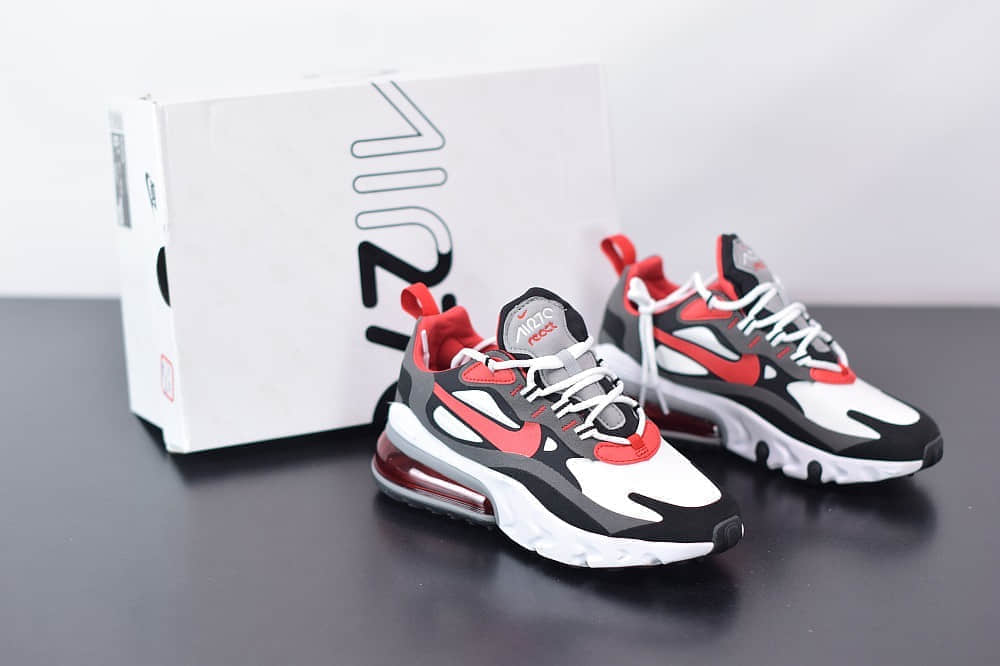 耐克Nike Air Max 270 React灰黑红色气垫运动鞋纯原版本 货号：CI3866-002