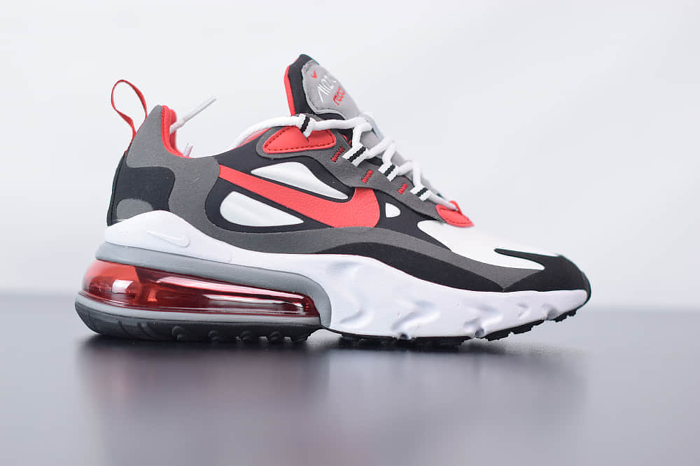 耐克Nike Air Max 270 React灰黑红色气垫运动鞋纯原版本 货号：CI3866-002