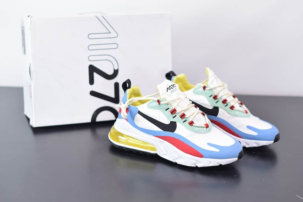 耐克Nike Air Max 270 React红黄蓝色气垫运动鞋纯原版本 货号：AT6174-002