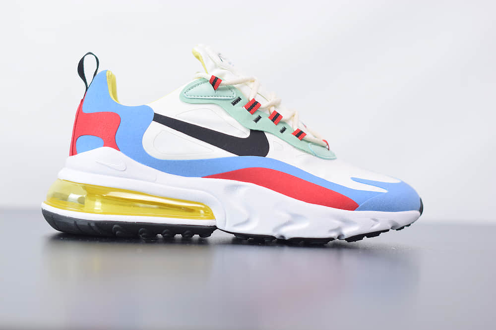 耐克Nike Air Max 270 React红黄蓝色气垫运动鞋纯原版本 货号：AT6174-002