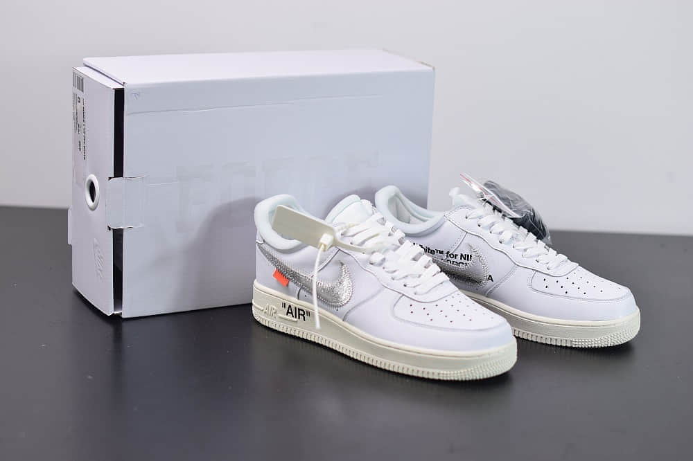 耐克OFF-WHITE X Air Force 1 OW空军一号联名白银低帮板鞋纯原版本 货号： AO4297-100