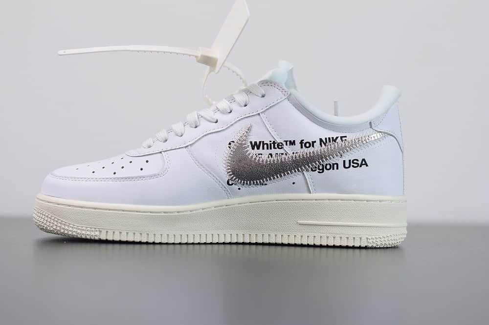 耐克OFF-WHITE X Air Force 1 OW空军一号联名白银低帮板鞋纯原版本 货号： AO4297-100