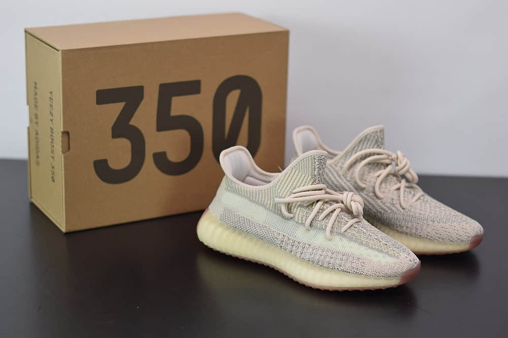 阿迪达斯ADIDAS YEZZY 350 V2拼接鹅黄满天星休闲慢跑鞋 货号：FW5318