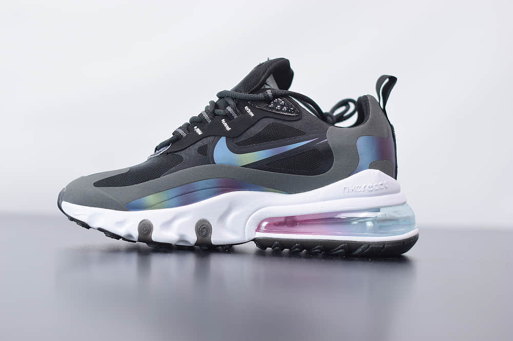 耐克Nike Air Max 270 React黑紫色气垫运动鞋纯原版本 货号：CT5064-001