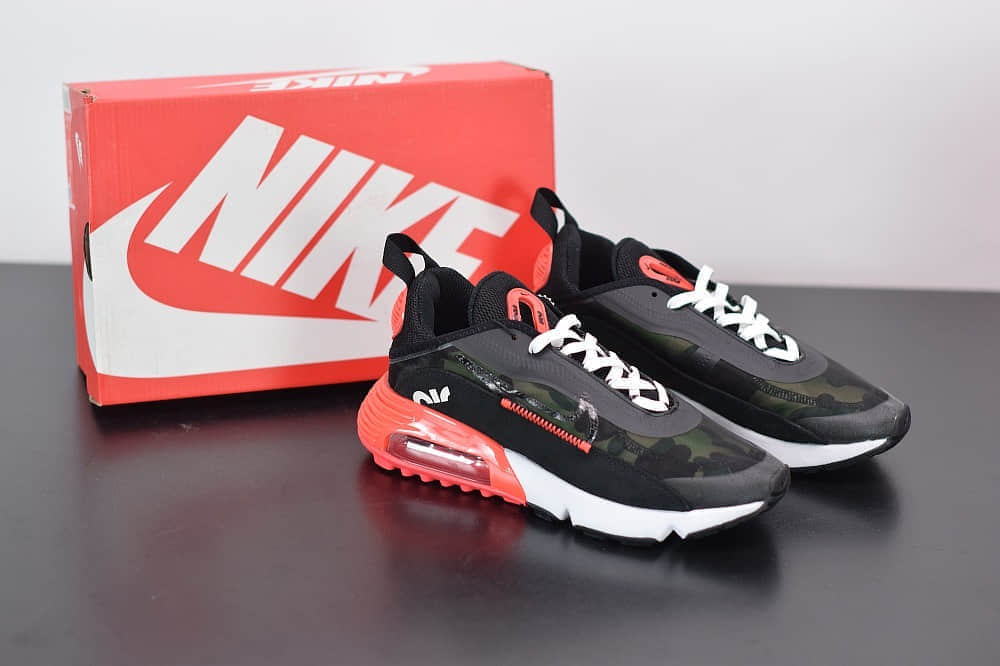 耐克Air Max 2090黑白红色色半掌气垫跑鞋纯原版本  货号：CU9174-600