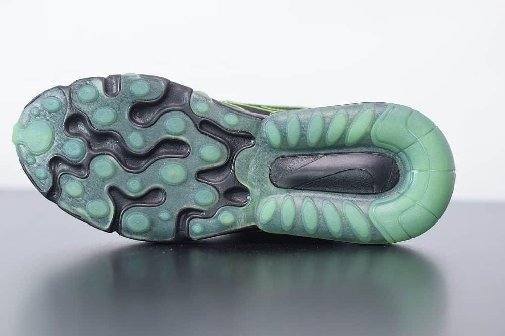 耐克Nike Air Max 270 React黑荧光绿气垫运动鞋纯原版本 货号：CQ6549-001