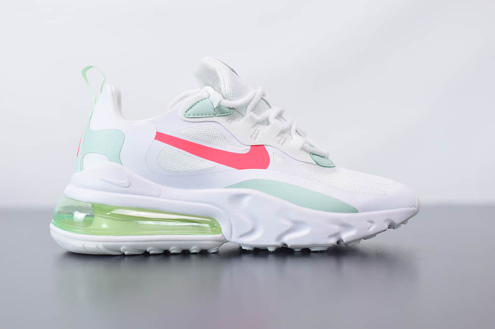 耐克Nike Air Max 270 React绿白红色气垫运动鞋纯原版本 货号：CV3025-100