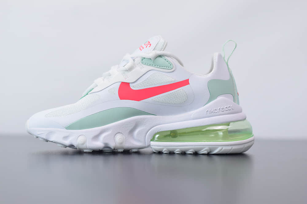 耐克Nike Air Max 270 React绿白红色气垫运动鞋纯原版本 货号：CV3025-100