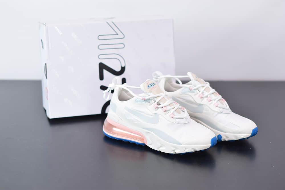 耐克Nike Air Max 270 React粉蓝色气垫运动鞋纯原版本 货号：AT6174-100