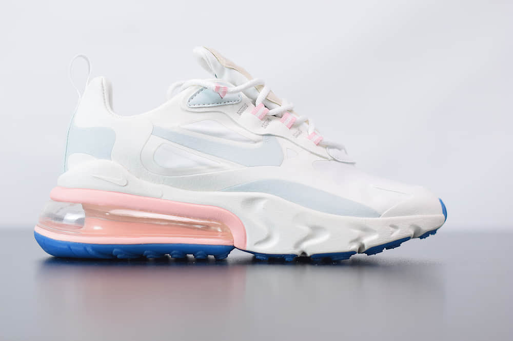 耐克Nike Air Max 270 React粉蓝色气垫运动鞋纯原版本 货号：AT6174-100