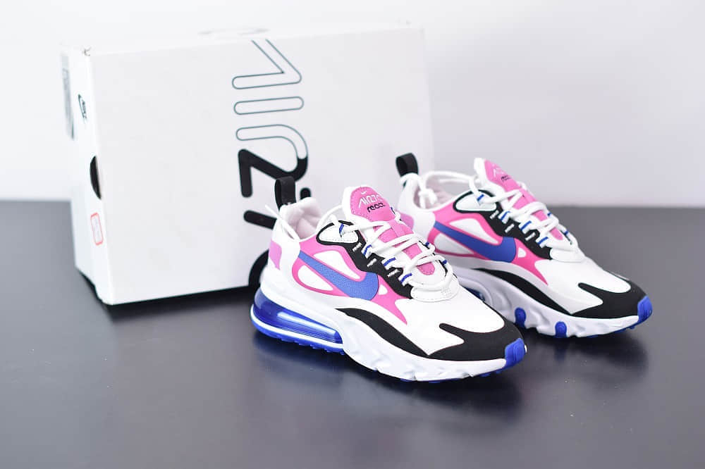 耐克Nike Air Max 270 React白蓝粉气垫运动鞋纯原版本 货号：CI3899-100