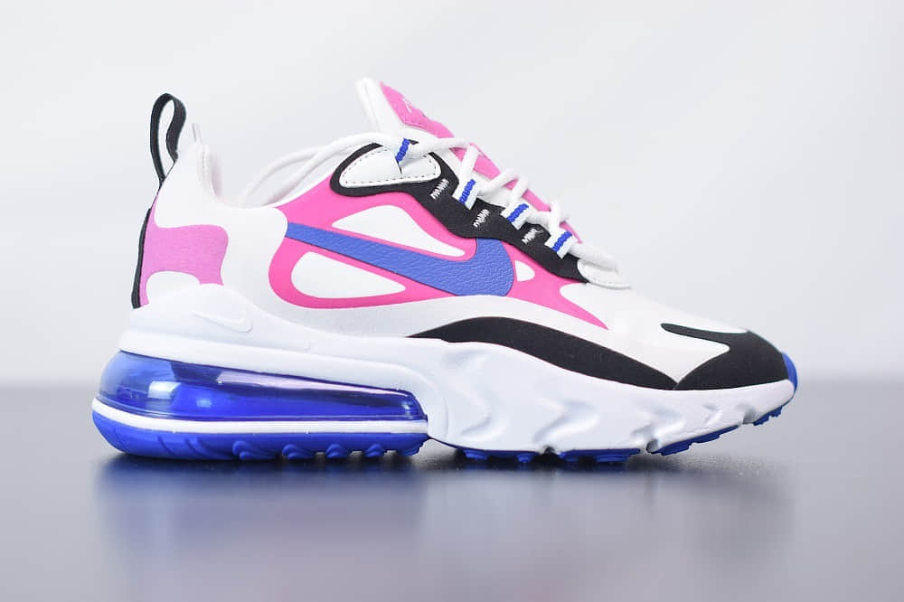耐克Nike Air Max 270 React白蓝粉气垫运动鞋纯原版本 货号：CI3899-100