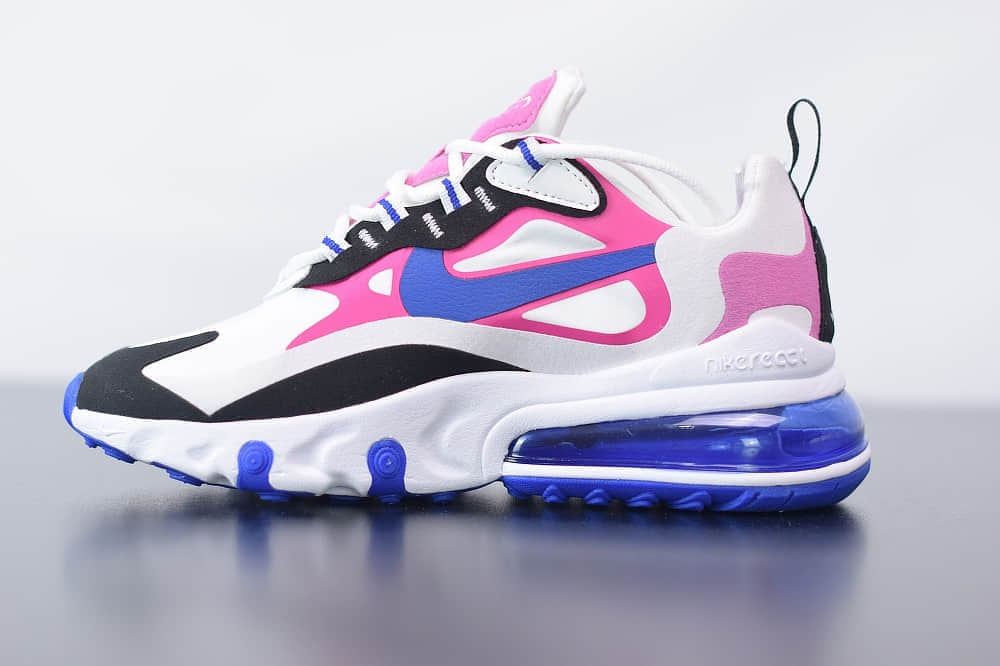 耐克Nike Air Max 270 React白蓝粉气垫运动鞋纯原版本 货号：CI3899-100