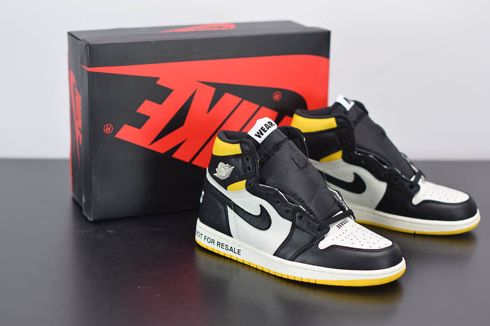 乔丹Air Jordan 1 RETRO HIGH 禁止转卖黑黄高帮篮球鞋纯原版本 货号：861428-107
