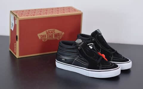 万斯Vans SK8-Mid Pro中帮黑色帆布滑板鞋纯原版本 货号：VN0A347UVGD