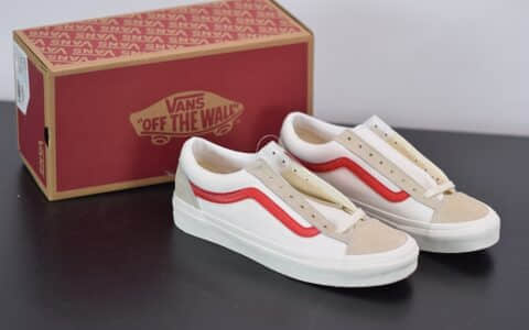 万斯Vans Style 36 Marshmal low权志龙同款低帮米白红帆布鞋纯原版本 货号：VN0A3DZ3PXS