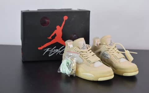 乔丹Off-White™ x Air Jordan 4 RetroCreamSail AJ4ow奶油联名款篮球鞋纯原版本 货号：CV9388-100
