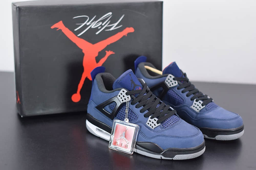 乔丹Air Jordan 4 WNTR “Loyal Blue”AJ4小阿姆黑蓝毛巾公牛篮球鞋纯原版本 货号：CQ9597-401