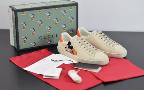 古驰Gucci Ace X Disney小白鞋系列低帮米奇做旧休闲鞋纯原版本 货号：603697AYO709591