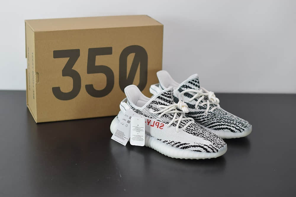 阿迪达斯AdidasOWF Yeezy Boost 350V2白斑马慢跑鞋纯原版本 货号：CP9654