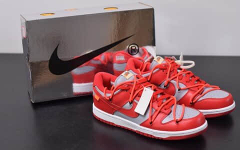 耐克OFF-WHITE x Futura x Nike Dunk Low周杰伦同款低帮灰红板鞋纯原版本 货号：CT0856-600