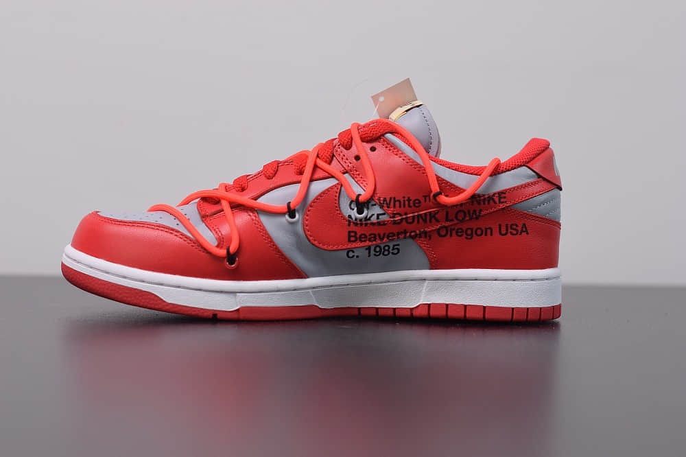 耐克OFF-WHITE x Futura x Nike Dunk Low周杰伦同款低帮灰红板鞋纯原版本 货号：CT0856-600