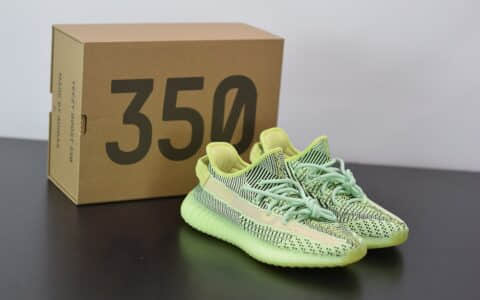 阿迪达斯AdidasYeezy Boost 350 V2黑荧光绿满天星休闲慢跑鞋纯原版本 货号：FW5191