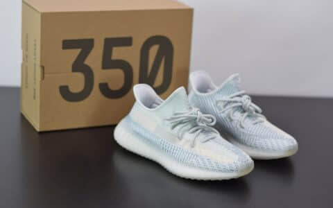 阿迪达斯ADIDAS YEZZY 350 V2冰蓝天使休闲慢跑鞋纯原版本 货号：FW3043