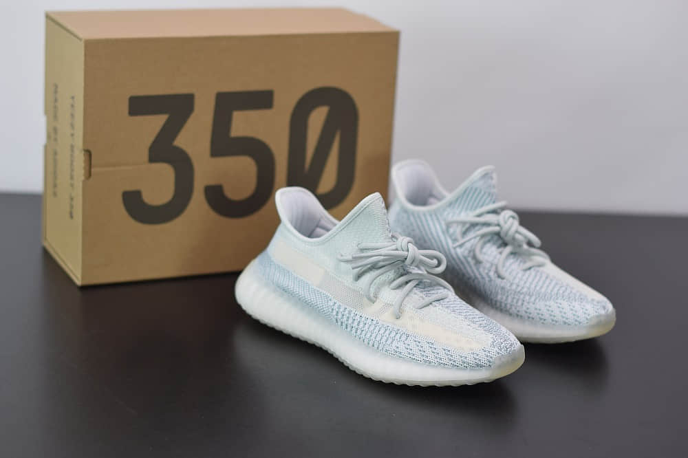 阿迪达斯ADIDAS YEZZY 350 V2冰蓝天使休闲慢跑鞋纯原版本 货号：FW3043