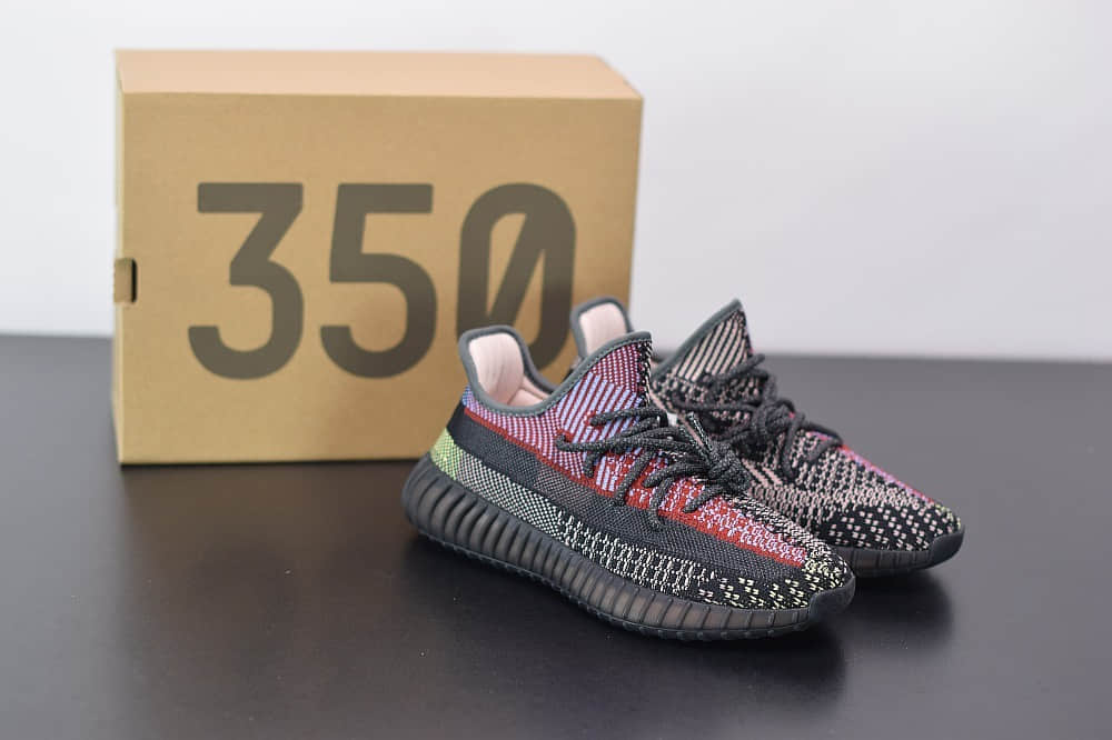 阿迪达斯ADIDAS YEZZY 350 V2彩虹黑天使休闲慢跑鞋纯原版本 货号：FW5190