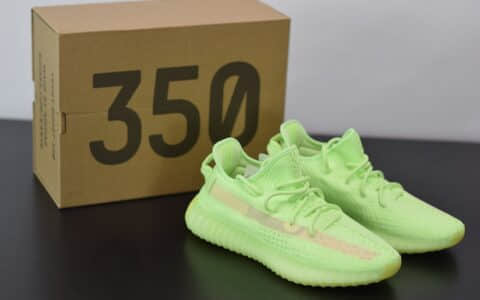 阿迪达斯Adidas Yeezy Boost 350 V2荧光绿休闲慢跑鞋纯原版本 货号：EG5293