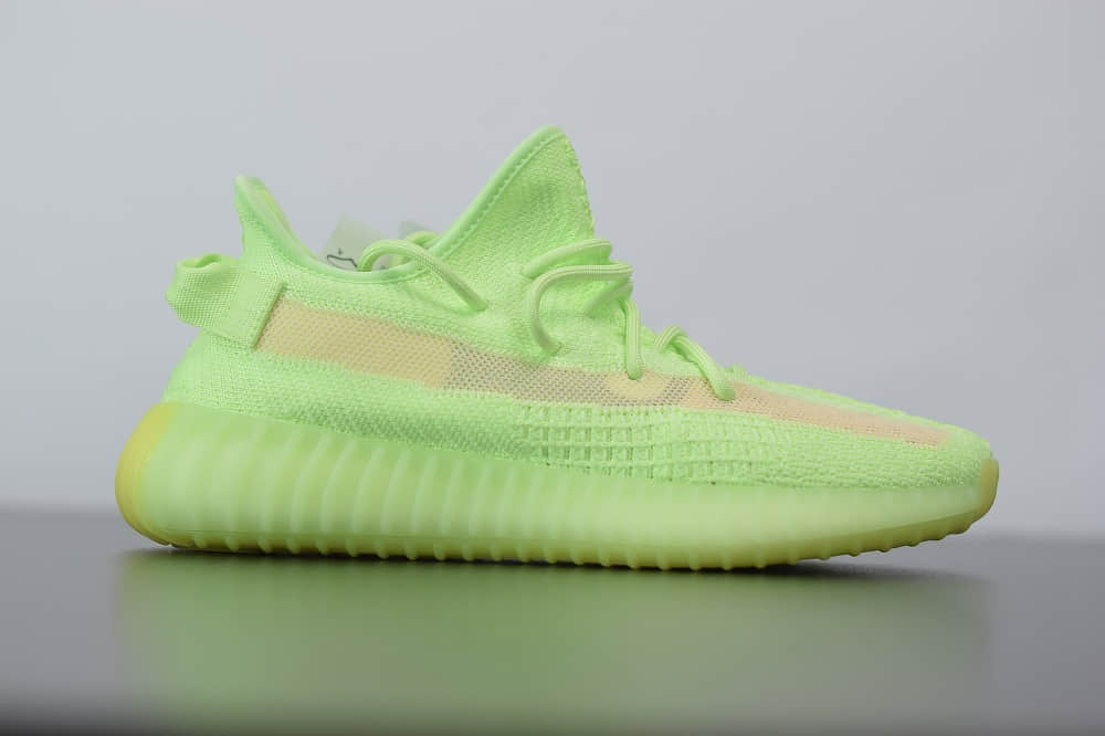 阿迪达斯Adidas Yeezy Boost 350 V2荧光绿休闲慢跑鞋纯原版本 货号：EG5293