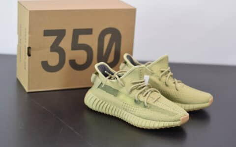 阿迪达斯adidas Yeezy Boost 350 V2硫磺抹茶绿爆米花休闲慢跑鞋纯原版本 货号：FY5346