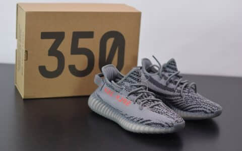 阿迪达斯ADIDAS YEZZY 350 V2新灰橙斑马爆米花休闲慢跑鞋纯原版本 货号：AH2203