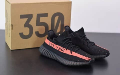 阿迪达斯ADIDAS YEZZY 350 V2黑红爆米花休闲慢跑鞋纯原版本 货号：BY9612