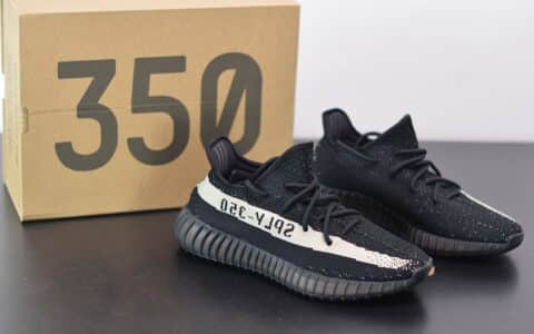 阿迪达斯ADIDAS YEZZY 350黑白爆米花休闲慢跑鞋纯原版本 货号：BY1604