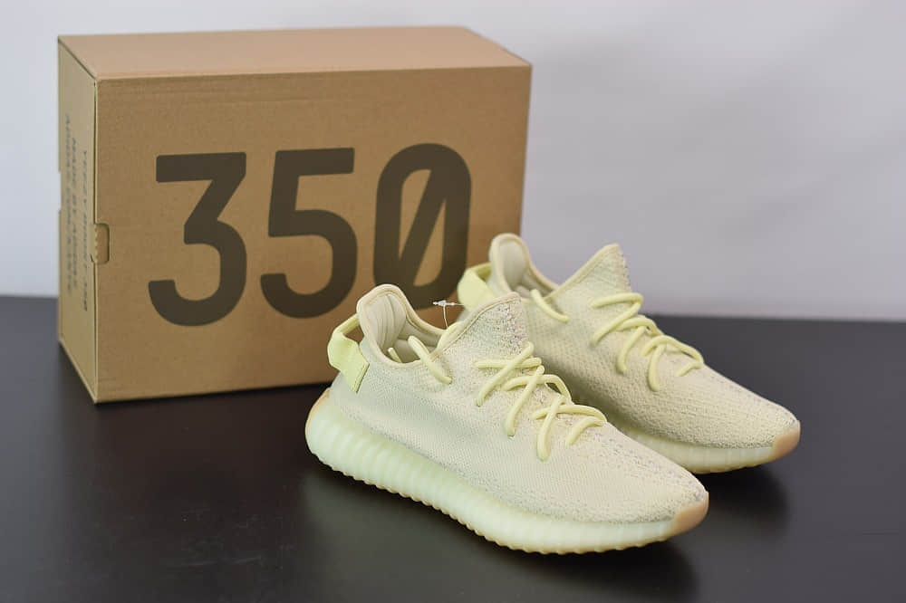 阿迪达斯ADIDAS YEZZY 350 V2奶油黄爆米花休闲慢跑鞋纯原版本 货号：F36980