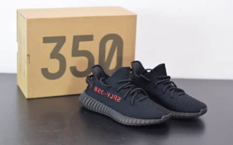 阿迪达斯ADIDAS YEZZY 350 V2黑红字爆米花休闲慢跑鞋纯原版本 货号：CP9652