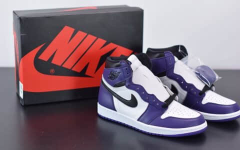 乔丹Air Jordan 1 “ Court Purple”乔1高帮紫脚趾纯原版本 货号：555088-500