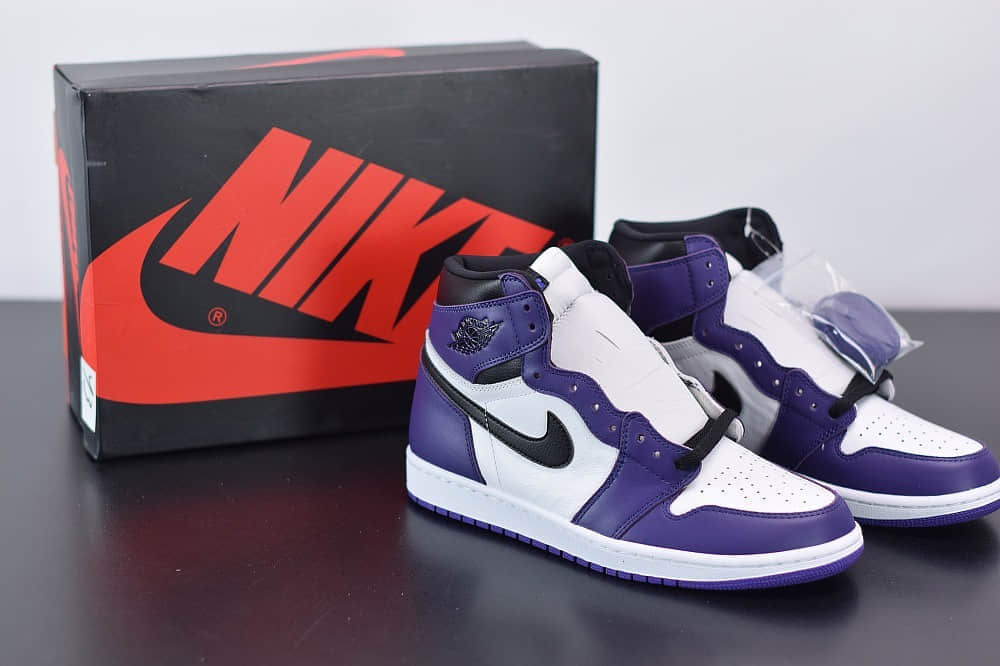 乔丹Air Jordan 1 “ Court Purple”乔1高帮紫脚趾纯原版本 货号：555088-500