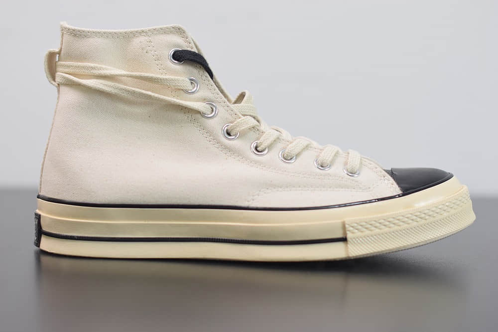 匡威Fear Of God Essentials x Converse 70s FOG匡威联名高帮米白黑硫化鞋纯原版本 货号：167955C