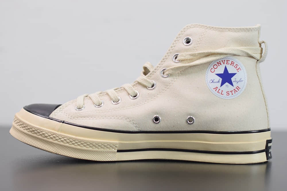 匡威Fear Of God Essentials x Converse 70s FOG匡威联名高帮米白黑硫化鞋纯原版本 货号：167955C