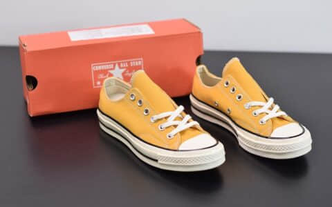 匡威converse all star1970S三星标低帮柑黄色硫化帆布鞋纯原版本货号：162063C