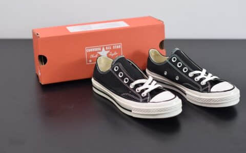 匡威converse all star1970S三星标低帮经典纯黑硫化帆布鞋纯原版本 货号：162058C