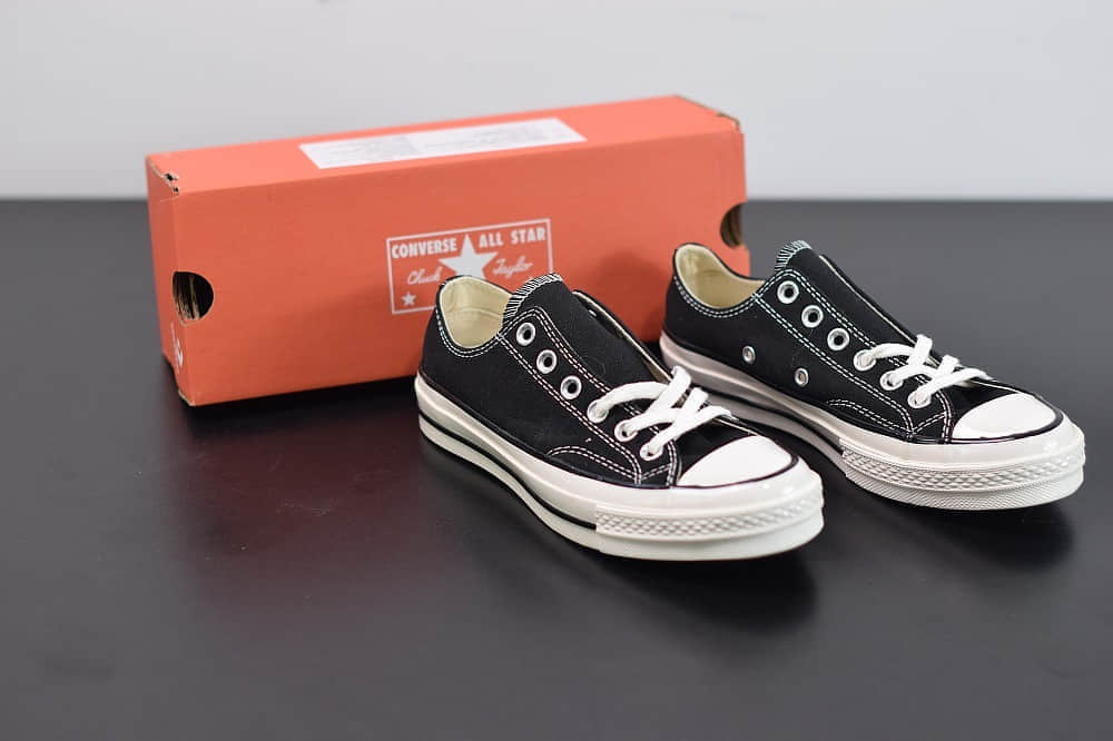 匡威converse all star1970S三星标低帮经典纯黑硫化帆布鞋纯原版本 货号：162058C