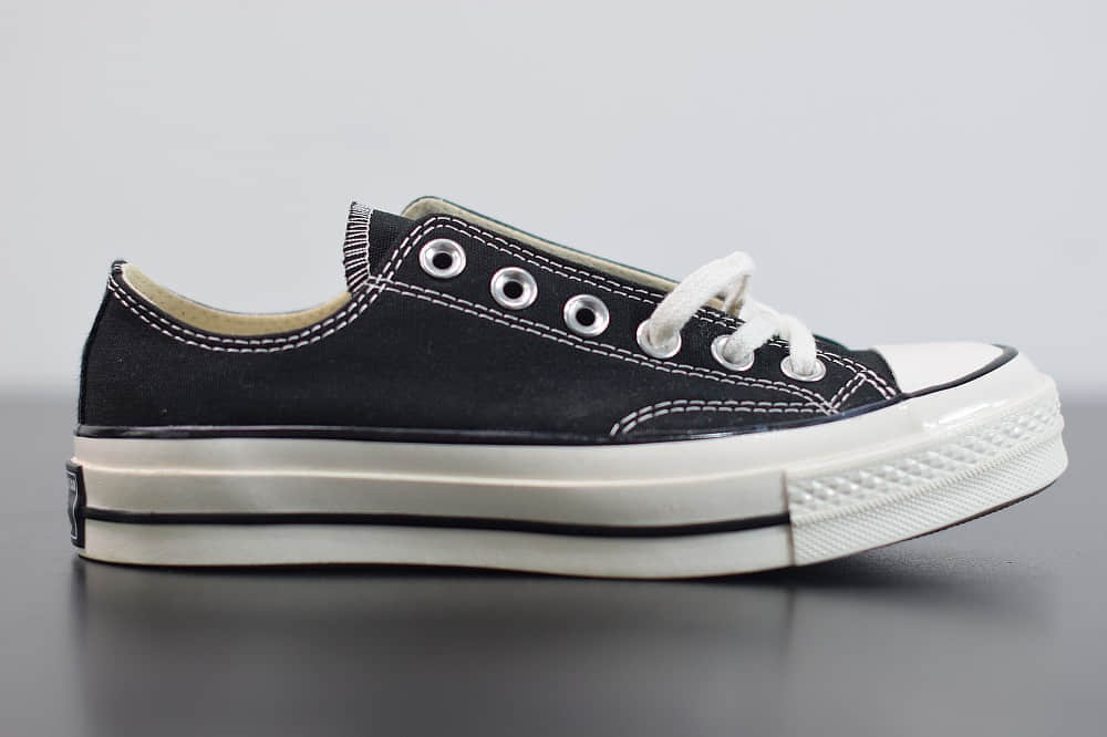 匡威converse all star1970S三星标低帮经典纯黑硫化帆布鞋纯原版本 货号：162058C