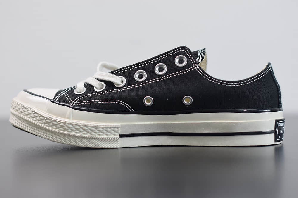 匡威converse all star1970S三星标低帮经典纯黑硫化帆布鞋纯原版本 货号：162058C