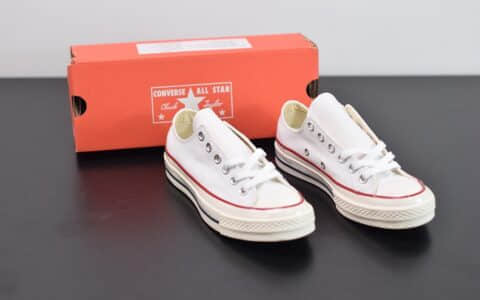 匡威converse all star1970S三星标低帮经典纯白硫化帆布鞋纯原版本 货号：162065C