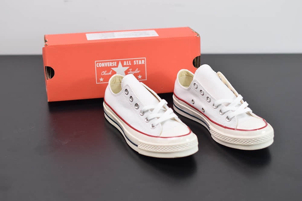 匡威converse all star1970S三星标低帮经典纯白硫化帆布鞋纯原版本 货号：162065C